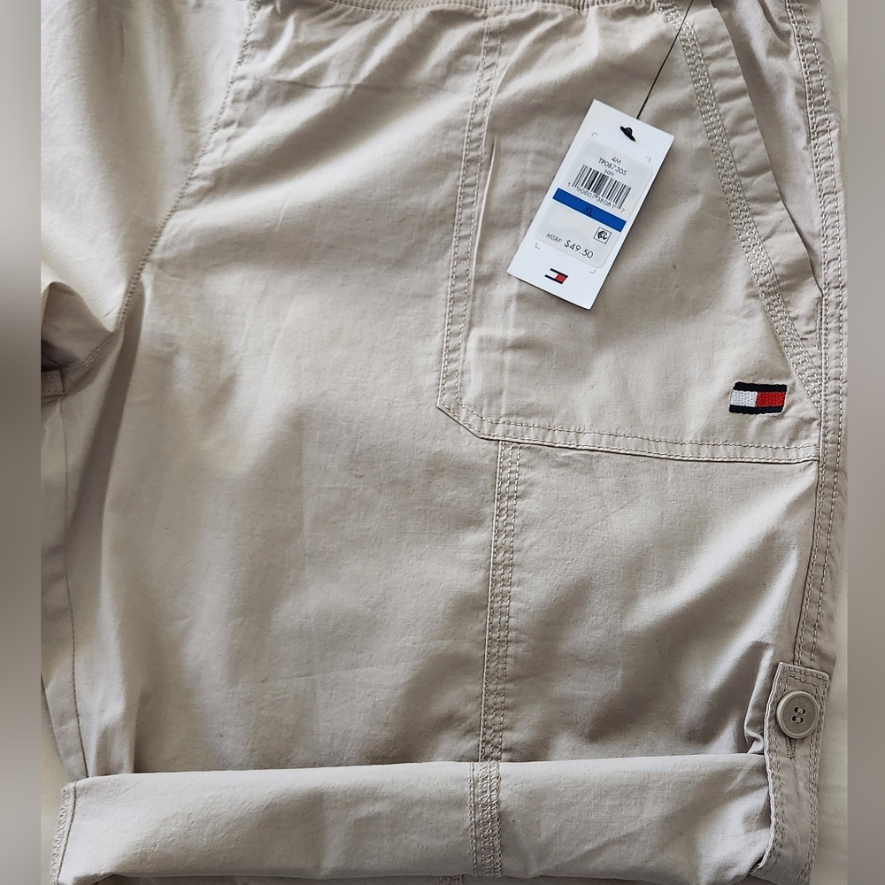 Tommy Hilfiger Tan Draw String Shorts, Roll Tab - Picture 4 of 4